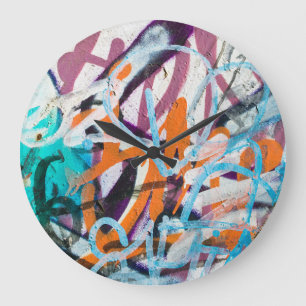 Grande Horloge Ronde Mur de béton patiné, texture grungy.