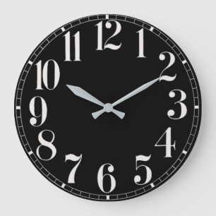 Grande Horloge Ronde Mur de face noir et blanc