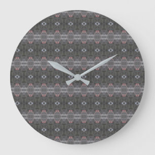 Grande Horloge Ronde Mur imprimé gris et corail