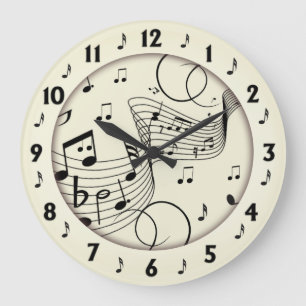 Grande Horloge Ronde Mur rond design de musique tendance