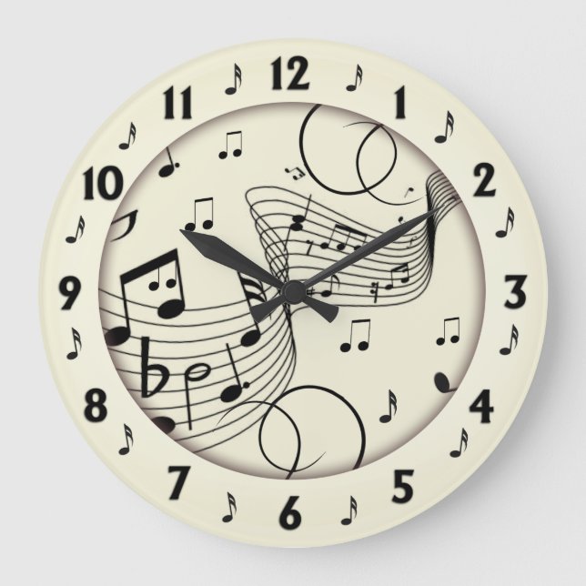 Grande Horloge Ronde Mur rond design de musique tendance (Recto)