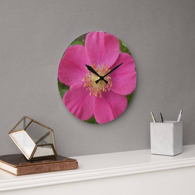 Grande Horloge Ronde Mur rose rose vif (Bureau)