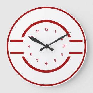 Grande Horloge Ronde Mur Rouge Et Blanc Moderne