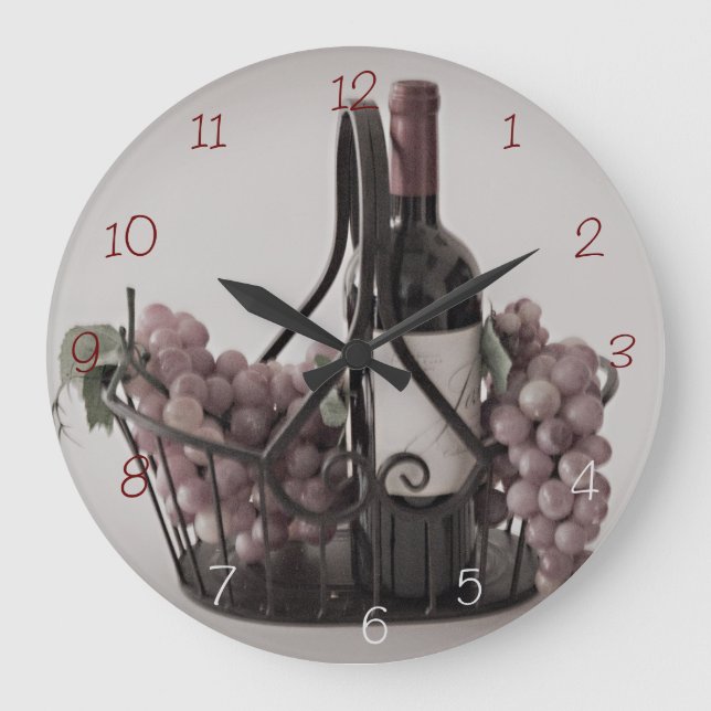 Grande Horloge Ronde MurClockOpt. 2 panier avec vin et raisins Grand C (Recto)