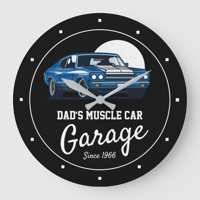 Grande Horloge Ronde Muscle Garage de voiture papa ou n'importe quel no (Recto)