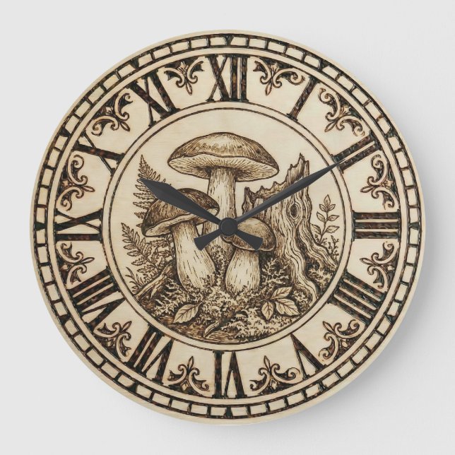 Grande Horloge Ronde Mushrooms - Wall Clock (Recto)