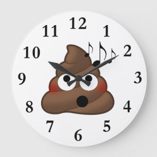 Grande Horloge Ronde Music Notes Poop Emoji
