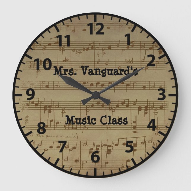 Grande Horloge Ronde Music Teacher Classroom Acrylic Wall Clock (Recto)