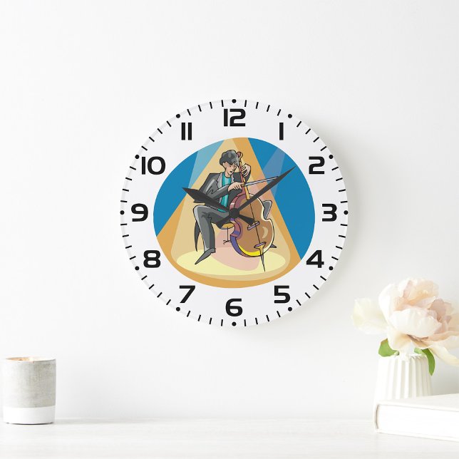 Grande Horloge Ronde Musicien Jouant Le Chello (Créateur téléchargé)