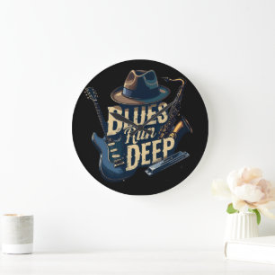 Grande Horloge Ronde Musique blues esthétique rétro jazz vintage