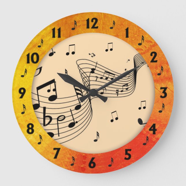 Grande Horloge Ronde Musique branchée Tangerine Round Wall (Recto)