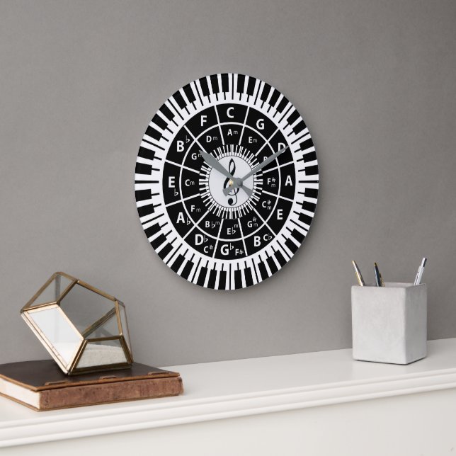 Grande Horloge Ronde Musique Design à thème pour les mélomanes (Bureau)