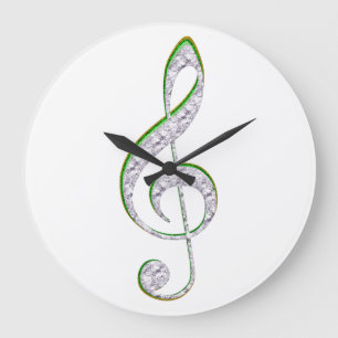 Grande Horloge Ronde MUSIQUE Emeraude et diamant Treble Clef