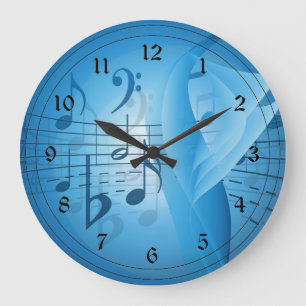Grande Horloge Ronde Musique en bleu