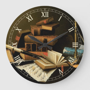 Grande Horloge Ronde Musique et littérature de William Harnett, Art fin