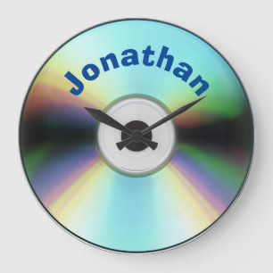 Grande Horloge Ronde Musique Faux CD Retro 90s personnalisée