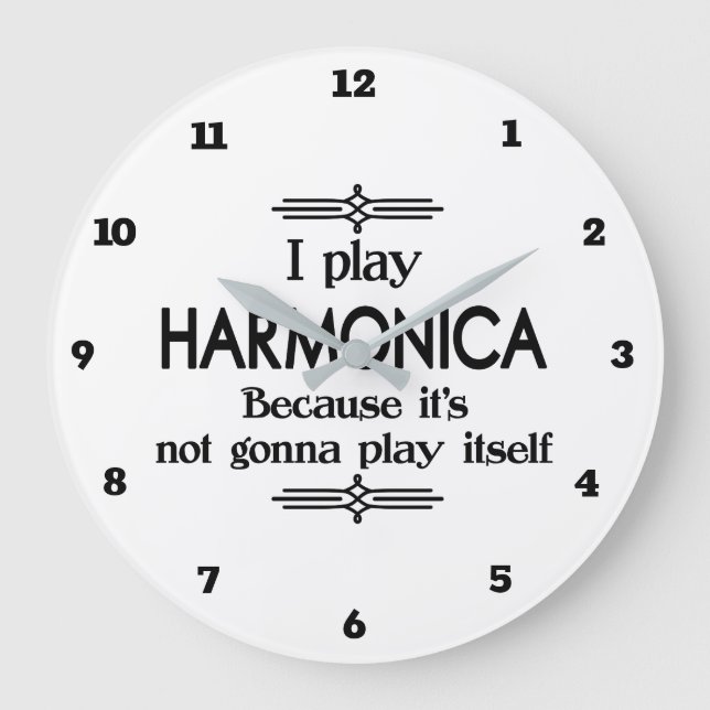 Grande Horloge Ronde Musique harmonica - Play Itself Funny Deco (Recto)