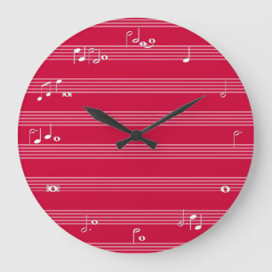 Grande Horloge Ronde Musique reading beats time clock - red