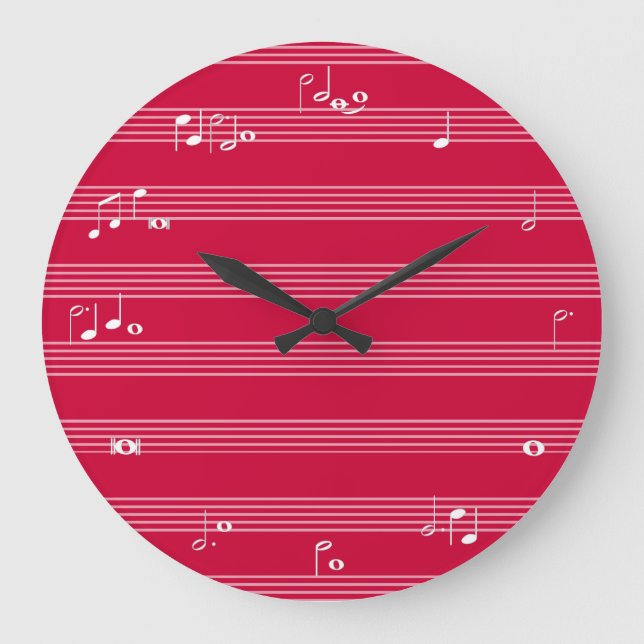 Grande Horloge Ronde Musique reading beats time clock - red (Recto)