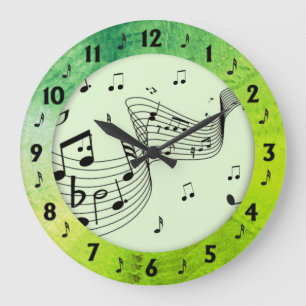 Grande Horloge Ronde Musique tendance Mur Rond Vert