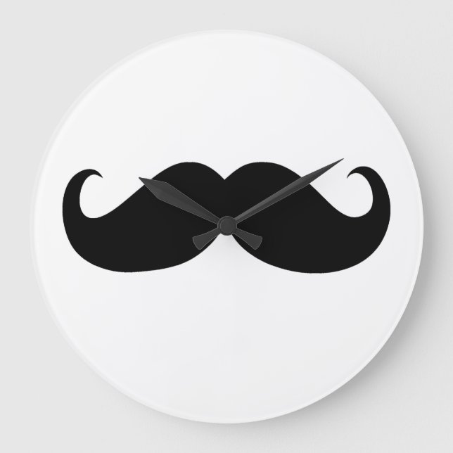 Grande Horloge Ronde Mustache noire de White Background (Recto)