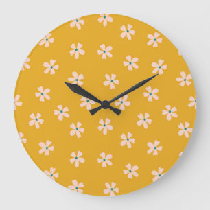 Grande Horloge Ronde Mustard floral : vintage ditsy blender