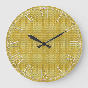 Grande Horloge Ronde Mustard Yellow Retro Preppy Jacquard