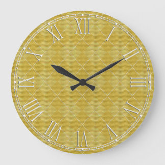Grande Horloge Ronde Mustard Yellow Retro Preppy Jacquard