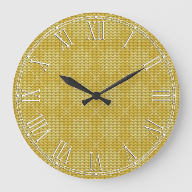 Grande Horloge Ronde Mustard Yellow Retro Preppy Jacquard (Recto)