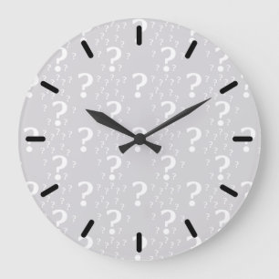 Grande Horloge Ronde Mystère point de question énigme puzzle gris clair