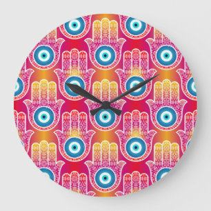 Grande Horloge Ronde Mystic hamsa : design harmonieux.