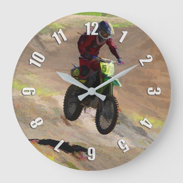 Grande Horloge Ronde Nabab de motocross - coureur de motocross (Recto)