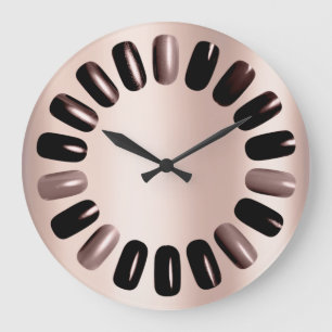 Grande Horloge Ronde Nails Studio Rose Black Nails Stylist Minimalisme