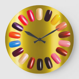 Grande Horloge Ronde Nails Studio Rouge Jaune Purple Nails Styliste