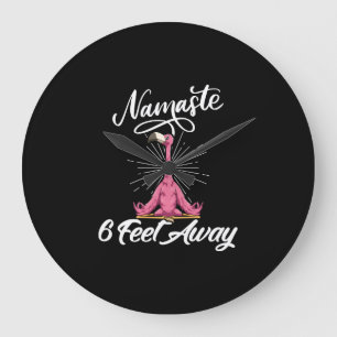 Grande Horloge Ronde Namaste 6 pieds loin Flamant rose Yoga Enseignants