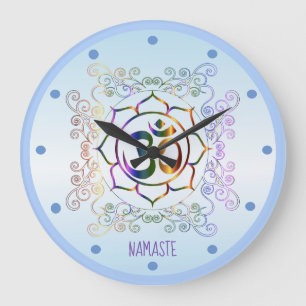 Grande Horloge Ronde Namaste Aum (Om) Lotus Prismatic Ornamental