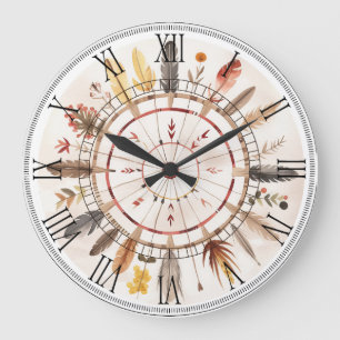 Grande Horloge Ronde Native American Art Tribe Vintage