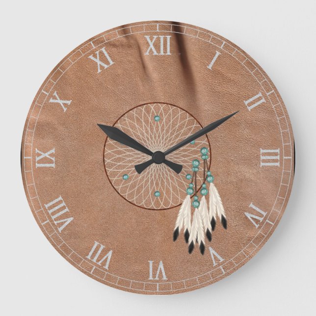 Grande Horloge Ronde Native American Dreamcatcher Wall Clock (Recto)