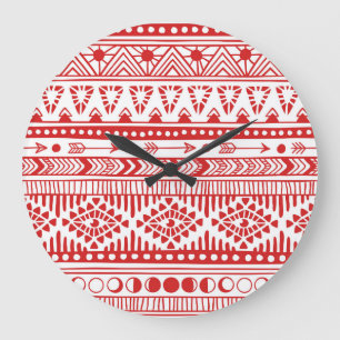 Grande Horloge Ronde Native American : Red Ink Doodle.