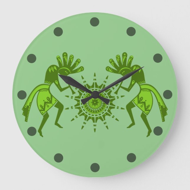 Grande Horloge Ronde Native Americans Culture - Sun Dancing Kokopelli 7 (Recto)