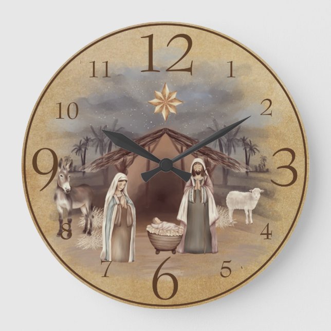 Grande Horloge Ronde Nativity Scene on Brown Rustic (Recto)