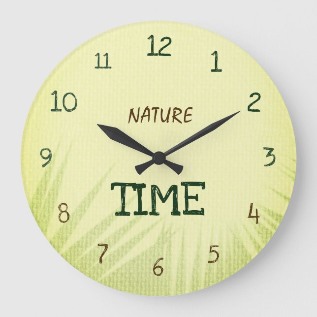 Grande Horloge Ronde Nature Time Botanique Vert Clair (Recto)