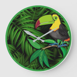 Grande Horloge Ronde Nature tropicale Thème Mur Décor Horaires