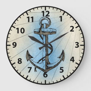 Grande Horloge Ronde Nautical Beach Ancre Naval