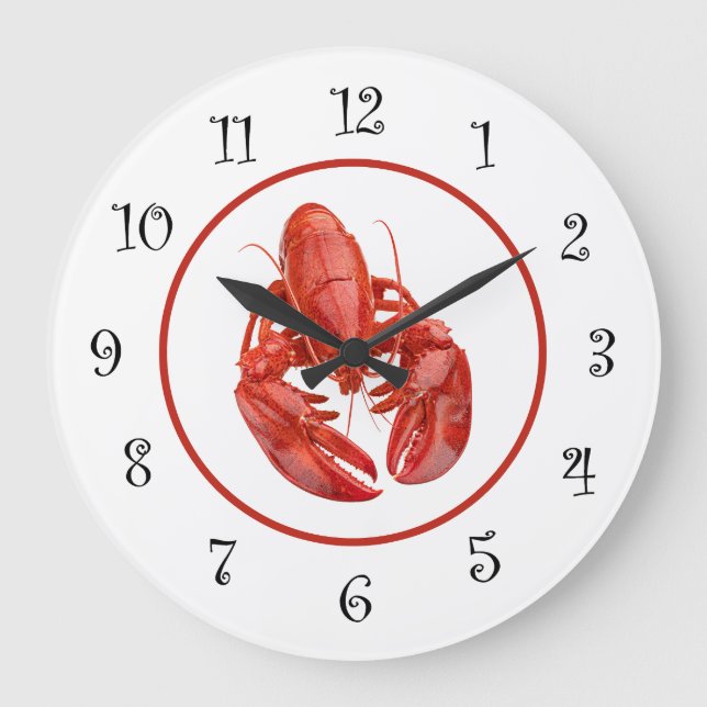 Grande Horloge Ronde Nautical Lobster Theme Wall Decor  (Recto)