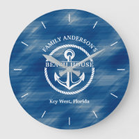 Nautical Navy Blue Nom de famille Ancre Beach Hous