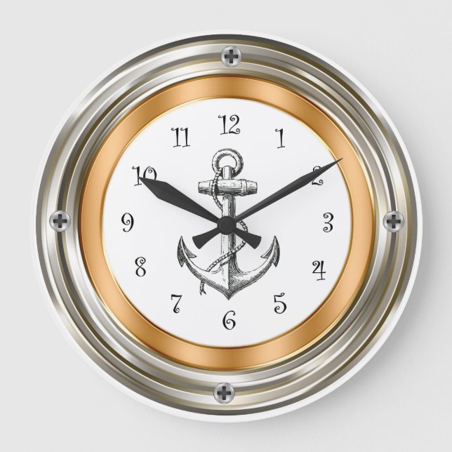 Grande Horloge Ronde Nautical Porthole Design Wall Clocks (Recto)