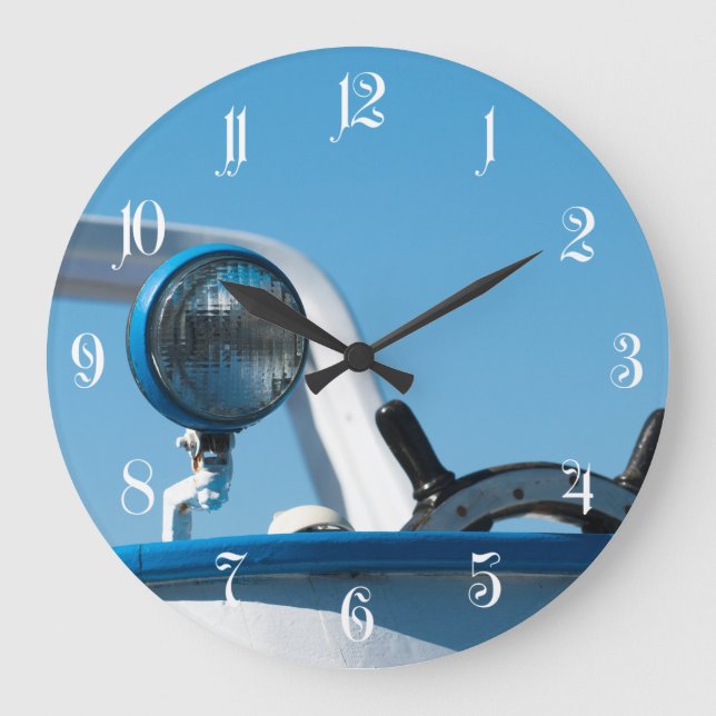 Grande Horloge Ronde Nautical ship wheel sailboat (Recto)