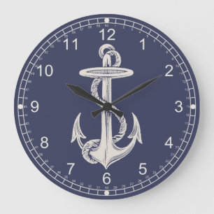 Grande Horloge Ronde Nautical Themed Anchor Wall Clock