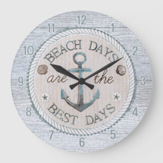 Grande Horloge Ronde Nautique Meilleurs Jours Plage Rustique Mur Horlog